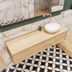 MONDIAZ LUSH Ensemble de meuble salle de bain - 150cm - 1 tiroir - lavabo BARCO - vasque à droite - 0 trous de robinet - chêne blanchi SW409610
