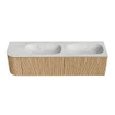 MONDIAZ KURVE-DLUX 165cm Meuble salle de bain avec module 25 G - couleur Oak - 2 tiroirs - 1 porte - vasque STOR SMALL double / droite - 2 trous de robinet - couleur Opalo SW1137571