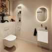 MONDIAZ TURE-DLUX Meuble toilette - 40cm - Talc - EDEN - vasque Ostra - position centrale - sans trou de robinet SW1104669
