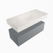 Mondiaz ALAN-DLUX Ensemble de meuble - 100cm - meuble - Plata mat - 1 tiroir - Lavabo Cloud Ostra suspendu - vasque Centre - 0 trous de robinet - Beige SW807805
