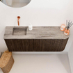 Mondiaz JOYA-DLUX 101.6cm meuble de salle de bains - arrondi droite couleur Walnut - Vasque FAYE position Gauche Sans trou de robinet couleur Oza. SW1424614