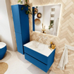 Mondiaz VICA ensemble de meuble de salle de bain - 80cm - meuble sous-vasque jeans - 2 tiroirs - lavabo cloud milieu - sans trous de robinet - version haute de 60cm - talc SW1084046