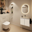 MONDIAZ TURE-DLUX meuble WC 60 cm Talc. EDEN vasque Ostra position droite. Sans trou de robinet. SW1104645