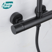 FugaFlow Efficiente Sobrado ensemble de douche à effet pluie avec thermostat douche de tête 30cm douchette à main 3 positions noir 110cm SW1123804