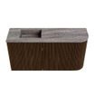 Mondiaz JOYA-DLUX Meuble de toilette 81,6cm - arrondi droit couleur Noyer - Vasque FAYE position Gauche 1 trou de robinet couleur Oza SW1424591