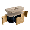 MONDIAZ THOR-DLUX 100cm meuble de salle de bains arrondi gauche + droite couleur Oak avec 1 tiroir et 2 portes. Vasque suspendue CLOUD Gauche 1 trou de robinet couleur Arena. SW1467534