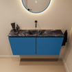 MONDIAZ TURE-DLUX Meuble toilette - 100cm - Jeans - EDEN - vasque Lava - position centrale - sans trou de robinet SW1103868
