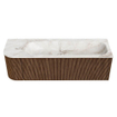 MONDIAZ KURVE-DLUX 145cm Meuble salle de bain avec module 25 G - couleur Walnut - 1 tiroir - 1 porte - vasque BIG LARGE droite - sans trou de robinet - couleur Frappe SW1137481