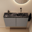 MONDIAZ TURE-DLUX meuble WC 80 cm Smoke. Lavabo EDEN Lava position droite. Sans trou de robinet. SW1104073