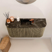 Mondiaz JOYA-DLUX 83.2cm toiletmeubel - ronding links en rechts kleur Dusk - Wastafel FAYE positie Midden 1 kraangat kleur Lava. SW1423287