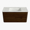 Mondiaz CIRO-DLUX Badkamermeubelset - 100x45x50cm - Solid surface wastafel Opalo - 1 wasbak Midden - 1 kraangat - 2 lades - Walnut SW1530125