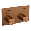 BRAUER Stripe Thermostatische Badkraan - drukknoppen - SET 04 - inbouw - uitloop - 3-standen handdouche - doucheslang - wandaansluitbocht - koper geborsteld PVD SW1434914