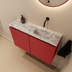 MONDIAZ TURE-DLUX Meuble toilette - 80cm - Fire - EDEN - vasque Glace - position droite - sans trou de robinet SW1103245