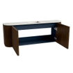 Mondiaz JOYA-DLUX 113.2cm toiletmeubel - ronding links en rechts kleur Walnut - Wastafel FAYE positie Midden 1 kraangat kleur Opalo. SW1422600