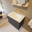 MONDIAZ VICA-DLUX Ensemble meuble de salle de bains - 70cm - sous-meuble dark grey - 2 tiroirs - lavabo encastré cloud centré - sans trous de robinetterie - version haute 60cm - frape SW1088643