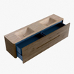 Mondiaz CIRO-DLUX Meuble de salle de bains - 190x45x50cm - Plan vasque Solid surface Saba - 2 vasques Double - sans trous de robinetterie - 4 tiroirs - Dusk SW1533372