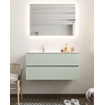 Mondiaz VICA ensemble de meuble de salle de bain - 100cm - meuble sous-vasque gris - 2 tiroirs - lavabo lune gauche - 1 trou de robinet - miroir LED - version XL 60cm de haut SW1098099