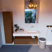 Mondiaz ALAN-DLUX Ensemble de meuble - 120cm - meuble Rust mat - 1 tiroir - Lavabo Cloud Ostra suspendu - vasque Droite - 0 trous de robinet SW807298