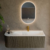 Mondiaz KURVE Ensemble de meuble de salle de bains - 125x46x40cm - 1 tiroir - 1 porte - vasque solid surface - droite - 1 trou de robinet - Shadow SW1414245