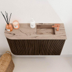 Mondiaz JOYA-DLUX 71.6cm toiletmeubel - ronding links kleur Walnut - Wastafel FAYE positie Rechts 1 kraangat kleur Arena. SW1424352