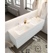 Mondiaz VICA ensemble de meuble de salle de bain - 150cm - meuble sous-vasque argile - 4 tiroirs - lavabo nuage double - 2 trous de robinet - miroir LED - version XL 60cm de haut SW1097974