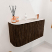 Mondiaz JOYA-DLUX 71.6cm toiletmeubel - ronding links kleur Walnut - Wastafel FAYE positie Rechts 1 kraangat kleur Meli. SW1424434