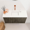 Mondiaz JOYA 70cm meuble de toilette - couleur Shadow - Vasque FAYE position Milieu Sans trou de robinet couleur Talc SW1421424