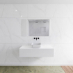 Mondiaz Lagom Meuble salle de bains 120x30.9x45cm Solid Surface Talc 1 tiroir avec lavabo BINX vasque à poser Centre sans trous de robinet SW409097