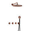 Hotbath Cobber IBS70 Ensemble de douche à effet pluie encastré - bras mural 38,5 cm - pomme de douche ronde 30 cm - douchette ronde - cuivre brossé PVD SW677780