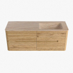 Mondiaz CIRO-DLUX Badkamermeubelset - 130x45x50cm - Solid surface wastafel Saba - 1 wasbak Rechts - zonder kraangaten - 4 lades - Oak SW1531179