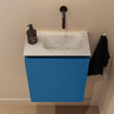 MONDIAZ TURE-DLUX Meuble toilette - 40cm - Jeans - EDEN - vasque Opalo - position droite - sans trou de robinet SW1104351