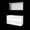 Basic-Line Basic 46 ensemble de meubles de salle de bain 120x46cm avec poignées 4 tiroirs lavabo acrylique 2 trous de robinetterie miroir mdf laqué blanc glacier SW350845