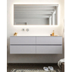 Mondiaz VICA ensemble de meuble de salle de bain - 150cm - meuble sous-vasque cale - 4 tiroirs - lavabo cloud gauche - sans trou de robinet - miroir LED - version XL 60cm de haut SW1097872