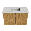 Mondiaz JOYA-DLUX Meuble de toilette 60cm - couleur Chêne - Vasque FAYE position Milieu 1 trou de robinet couleur Opalo SW1422113