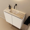 MONDIAZ TURE-DLUX Meuble de toilettes 60 cm Talc. EDEN vasque Frappe position milieu. Sans trou de robinet. SW1102587