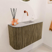Mondiaz JOYA-DLUX Meuble WC 73,2 cm - arrondi à gauche et à droite couleur Dusk - Lavabo FAYE position Milieu Sans trou de robinetterie couleur Glace. SW1423193