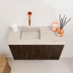 Mondiaz JOYA-DLUX 60cm meuble de salle de bains - couleur Walnut - Vasque FAYE position Gauche Sans trou de robinet couleur Opalo. SW1422499