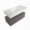 Mondiaz ALAN-DLUX Ensemble de meuble - 100cm - meuble Dark grey mat - 1 tiroir - Lavabo Cloud Opalo suspendu - vasque Centre - 1 trou de robinet SW806290