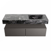 Mondiaz ALAN-DLUX Ensemble de meuble - 130cm - meuble Dark grey mat - 2 tiroirs - Lavabo Cloud Lava suspendu - vasque Droite - 0 trous de robinet SW808012