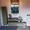 Mondiaz ALAN-DLUX Ensemble de meuble - 120cm - meuble Army mat - 1 tiroir - Lavabo Cloud Lava suspendu - vasque Centre - 0 trous de robinet SW808427