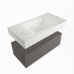 Mondiaz ALAN-DLUX Ensemble de meuble - 90cm - meuble Dark grey mat - 1 tiroir - Lavabo Cloud Opalo suspendu - vasque Centre - 1 trou de robinet SW806594