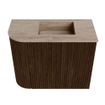 Mondiaz JOYA-DLUX Meuble de salle de bains 51,6cm - arrondi gauche couleur Noyer - Vasque FAYE position Droite 1 trou de robinet couleur Saba SW1424669
