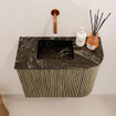 Mondiaz JOYA-DLUX 51.6cm toiletmeubel - ronding rechts kleur Dusk - Wastafel FAYE positie Links Zonder kraangat kleur Lava. SW1423271