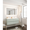MONDIAZ VICA Ensemble de meuble salle de bain - 120cm - 4 tiroirs - lavabo Moon double - 2 trous de robinet - solid surface grise SW410834