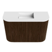 Mondiaz JOYA 63.2cm toiletmeubel - ronding links en rechts kleur Walnut - Wastafel FAYE positie Midden Zonder kraangat kleur Talc. SW1421320