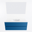 Mondiaz VICA ensemble de meuble de salle de bain - 120cm - meuble sous-vasque jeans - 2 tiroirs - lavabo denia milieu - 1 trou de robinet - couleur Blanc Brillant - miroir LED - version XL 60cm haut SW1091960