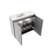 MONDIAZ TURE-DLUX Meuble de toilettes 60cm Plata. EDEN lavabo Frappe position gauche. Sans trou de robinet. SW1102916