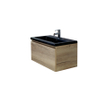 HR badmeubelen Djazz lavabo en céramique 81x455x4cm noir mat sans trou pour robinetterie SW235610