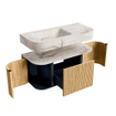 MONDIAZ THOR-DLUX 100cm badmeubel ronding links + rechts kleur Oak met 1 lade en 2 deuren. Vrijhangende wastafel CLOUD Links 1 kraangat kleur Frappe. SW1467297