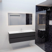 Mondiaz VICA Meuble Dark grey avec 2 tiroirs 150x50x45cm vasque lavabo Cloud centre 1 trou de robinet SW409785